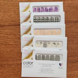 Color Street Nail Strips - Purple, Black, Cream Designs